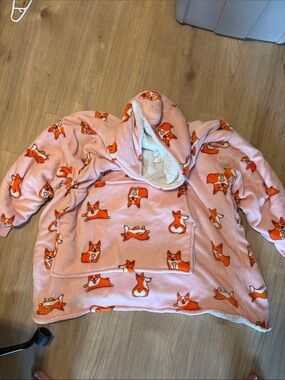 Final price $10 Oodie  one size Plush corgi  Print Hooded Wearable Blanket